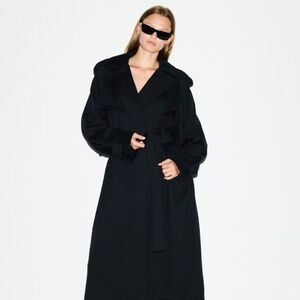 NWT Skims Boyfriend Fleece Oversized Trench Coat in Onyx